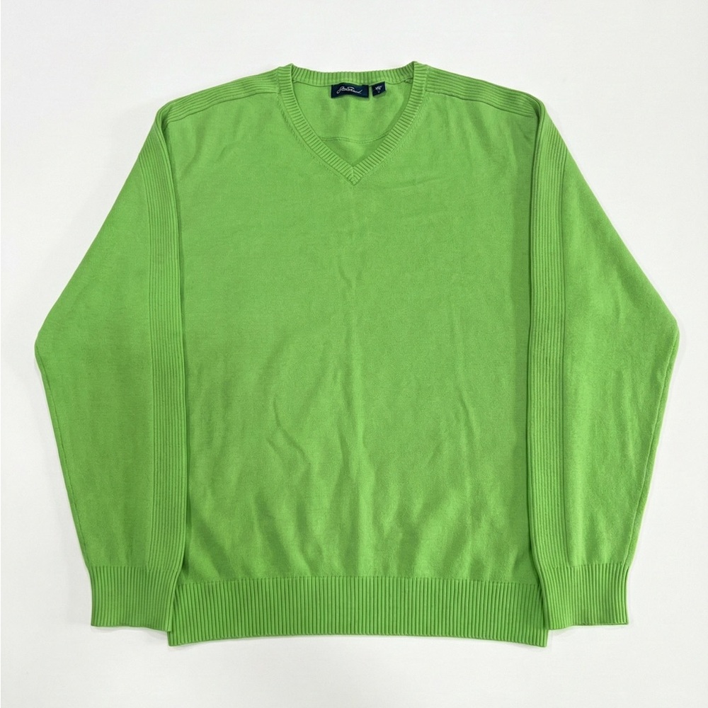 Jack Spicklaus Men’s V‑Neck Golf Sweater XXL Neon Lime Green Knit Pullover